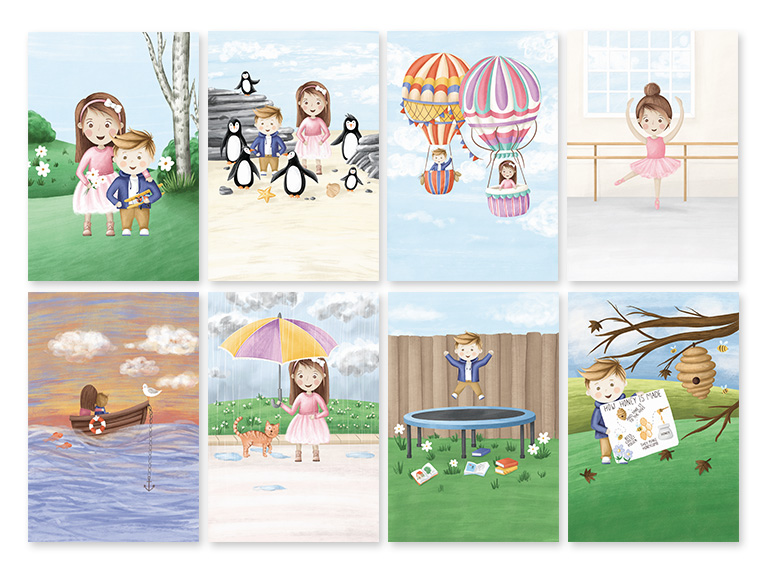 example of some of the illustrations in the declaration card set