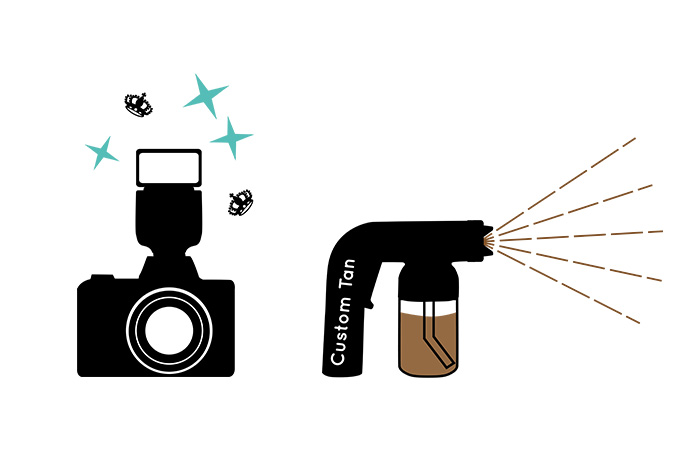icon illustrations of a camera & spray tan