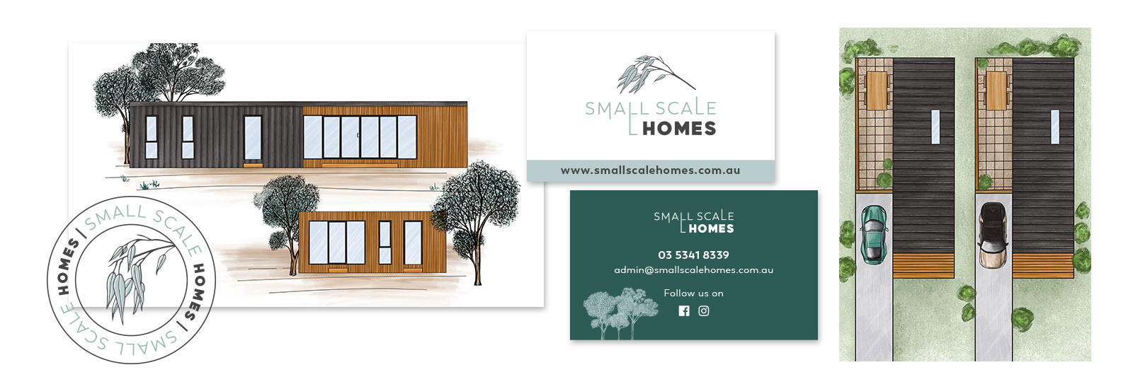 Small Scale Homes Branding & illustrations.